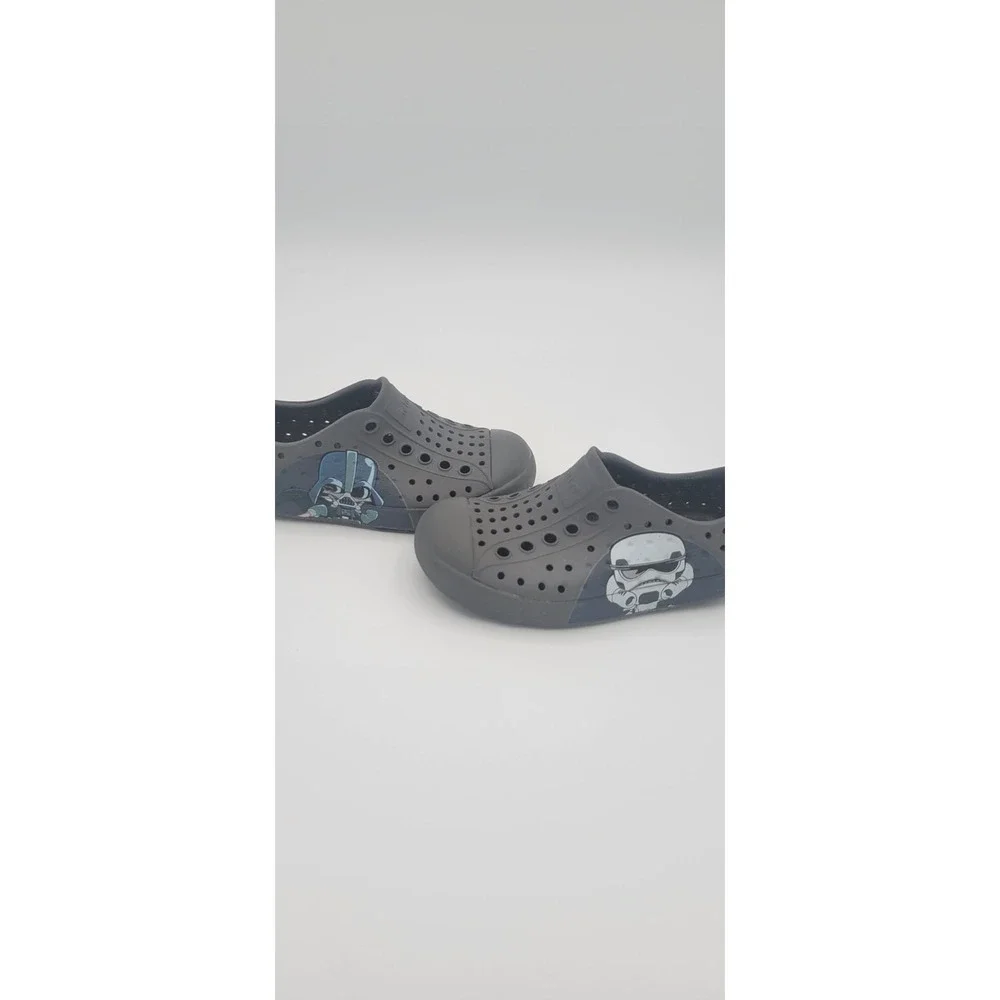 Native Shoes Jefferson Kids 9 Gray Star Wars Stormtrooper Darth Vader Slip-On
